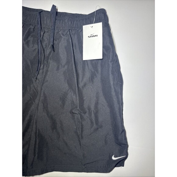 Nike Men’s Swim Trunks Medium Black – Drawstring Shorts w/ Logo & Pocket - Picture 2 of 7